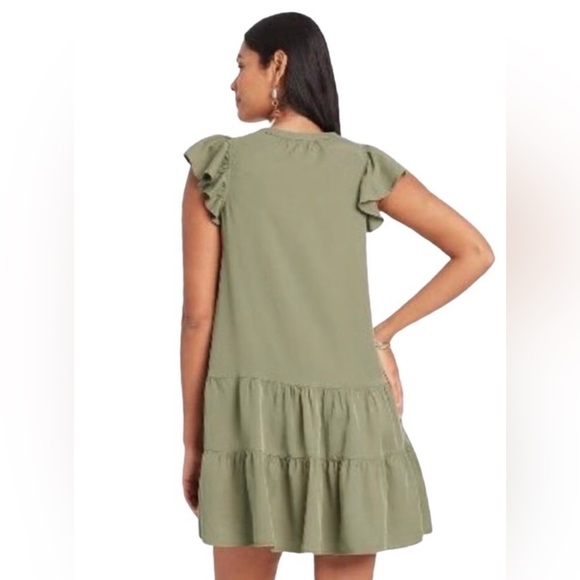 Knox Rose Large Olive Green Lyocell Dress - Picture 3 of 7
